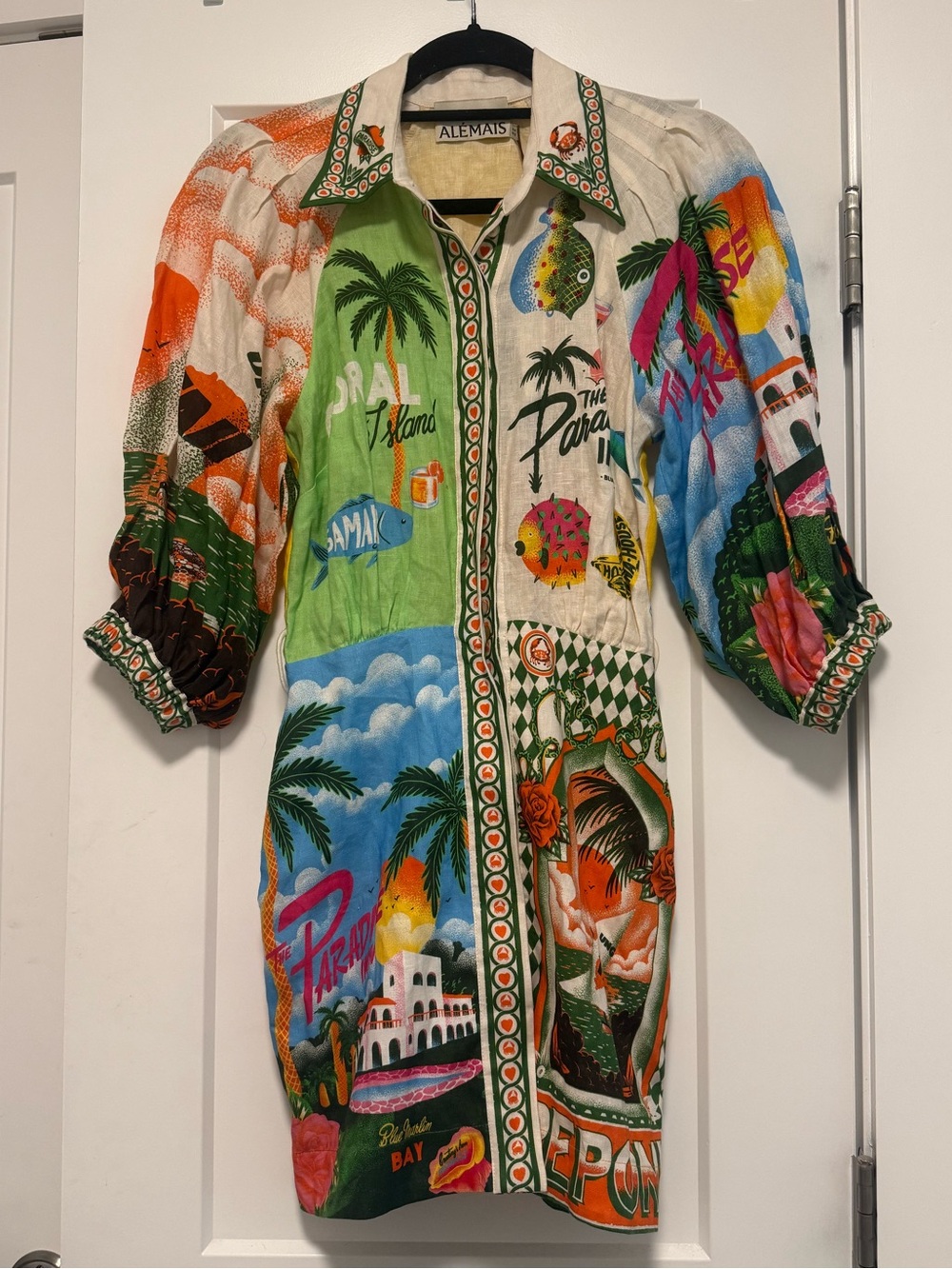 Alémais x Alan Berry Rhys Paradiso Linen Mini Shirt Dress